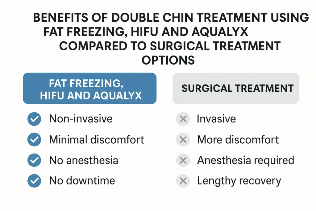 Graphic about the benefits of double chin treatment Hanwell - from LA LIPO